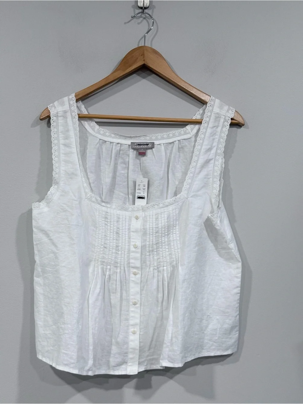 J. Crew White Lace-Trim Cotton Pajama Set